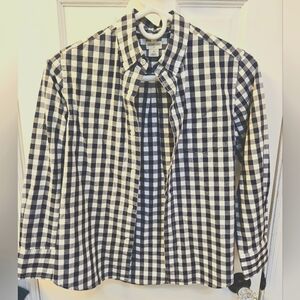Crewcuts Blue White Checkered Long Sleeve Oxford Collared Shirt Size 10